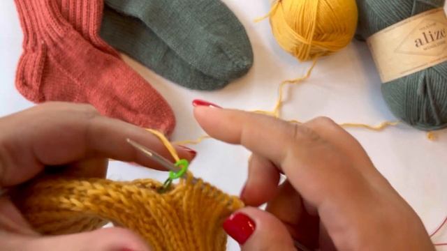 Вязаные носки из пряжи Alize Wooltime / Носки на круговых спицах / Вязание носков спицами