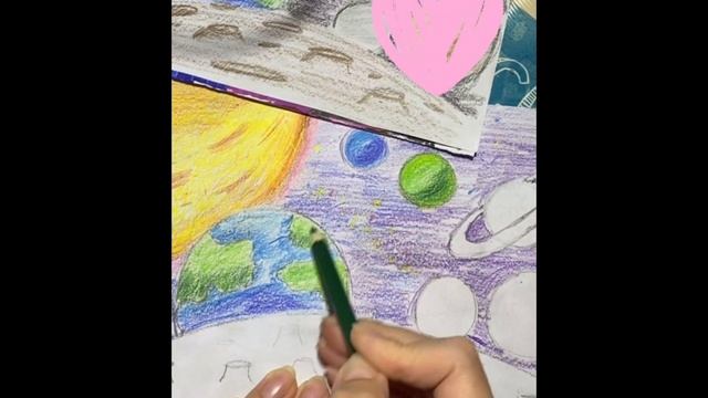 ???Рисую космос #цветными #карандашами смотреть онлайн