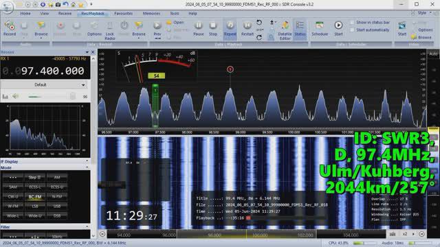 05.06.2024 08:29UTC, [Es], SWR3, Германия, 97.4МГц, 2044км