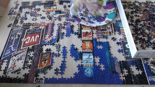 Сборка пазла Educa Neon - Times Square, New York, 1000 деталей (обзор , эдука, Puzzles Time-lapse)