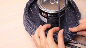 Плетеная корзина с деревянной ручкой. Крепление коряги к корзине. Мастер-класс