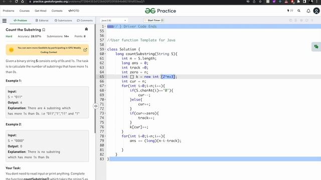Count the Substring || GFG POTD 15 Jan 2023 Solution ||Java || Hindi || Live coding смотреть онлайн