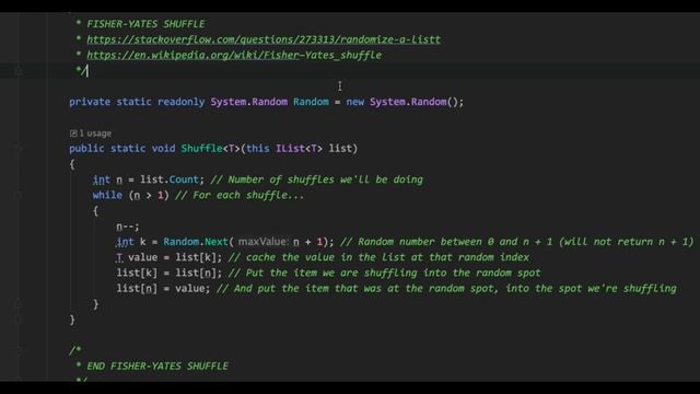 Shuffle lists in Unity / C# using the Fisher-Yates shuffle! Super easy code!