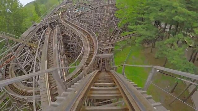 4K AWESOME Twister Roller Coaster Front Seat POV Knoebels Amusement Park