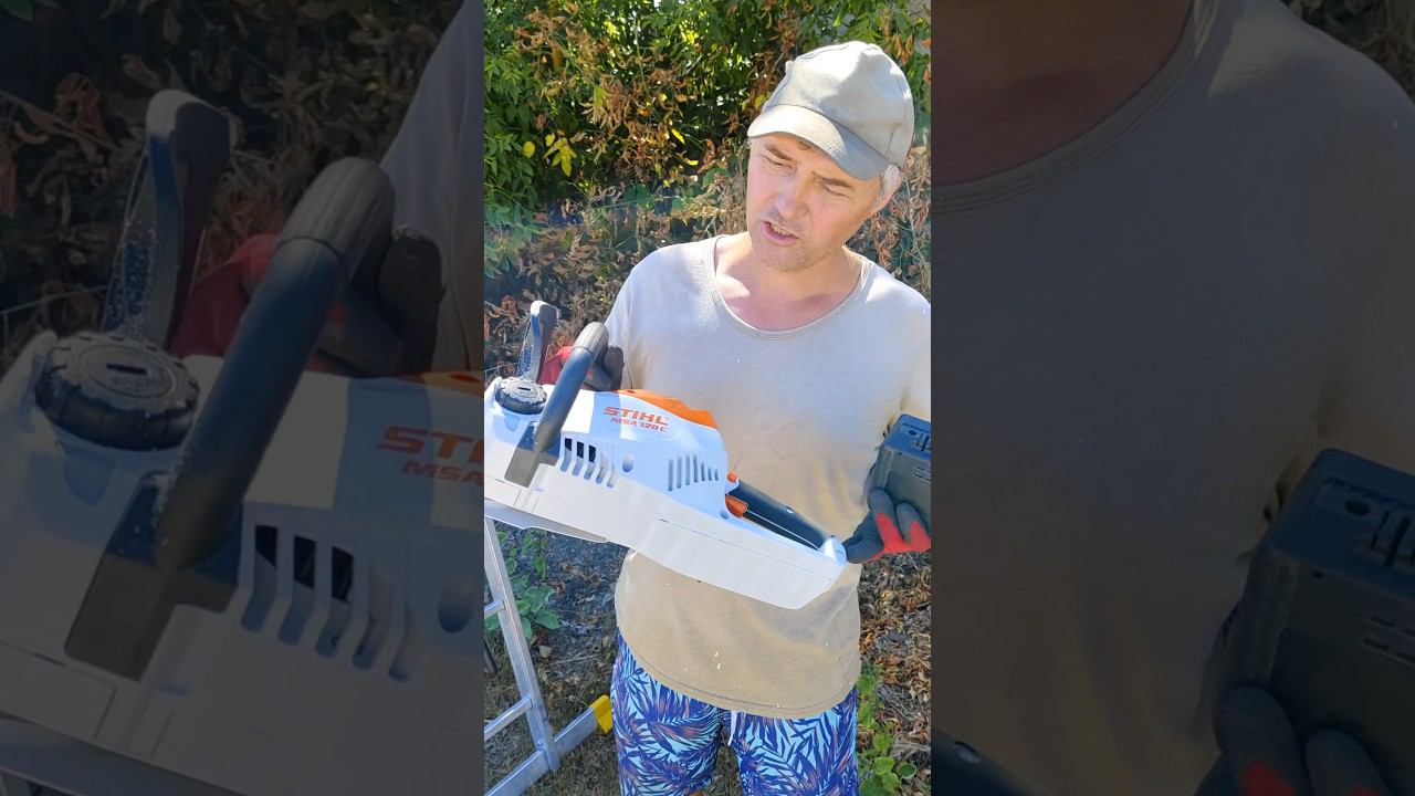 Аккумуляторная пила для садовника #ландшафт #инструмент #штиль #stihl #msa120s #бензопила #деревья