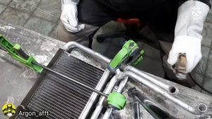TIG сварка алюминиевой трубки радиатора.
