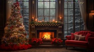 Instrumental Christmas Music with Cracking Fireplace - Cozy Christmas Ambience