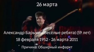 ТОП УМЕРШИХ АРТИСТОВ ПО КАЛЕНДАРНОМУ ДНЮ, ЧАСТЬ 1