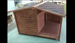 Утепленная будка с тамбуром и подогревом "Барни". Будка с двускатной крышей для овчарки