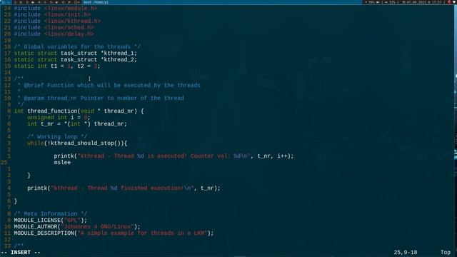 Let's code a Linux Driver - 14: Threads in a Linux Kernel Module смотреть онлайн