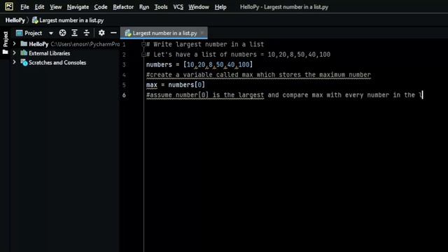 Find Largest number in a List- Python program смотреть онлайн
