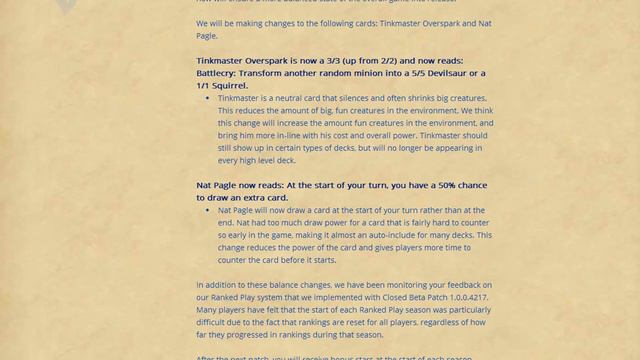 Hearthstone - Discussion - Upcoming Balance & Ranked Play Changes (Nat Pagle & Tinkmaster) смотреть онлайн