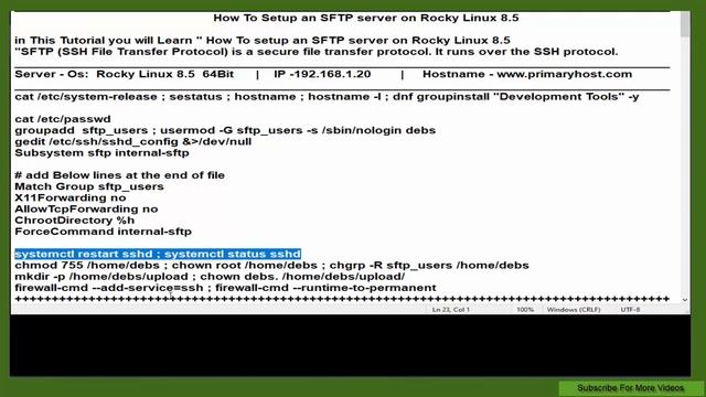 SFTP Server On Rocky Linux 8.5 | Setup SFTP Server смотреть онлайн