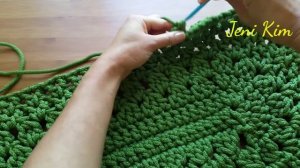 Овальный ковер крючком из шнура 6 ряд Crochet Oval Rag for beginners row 6
