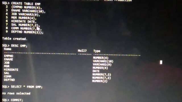 HOW TO CREATE A TABLE IN ORACLE(SQL) IN TELUGU LANGUAGE