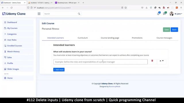 #112 Delete inputs | Udemy clone from scratch in php | Quick programming tutorial смотреть онлайн