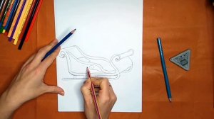 Как нарисовать сани Деда Мороза. Онлайн-школа рисования "Малевашки"