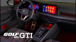 Volkswagen Golf GTI 2021 года - Фары, задние фонари и дизайн интерьера.