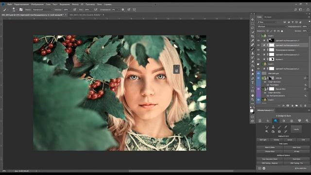 Ретушь портрета в фотошопе, коррекция цвета смотреть онлайн