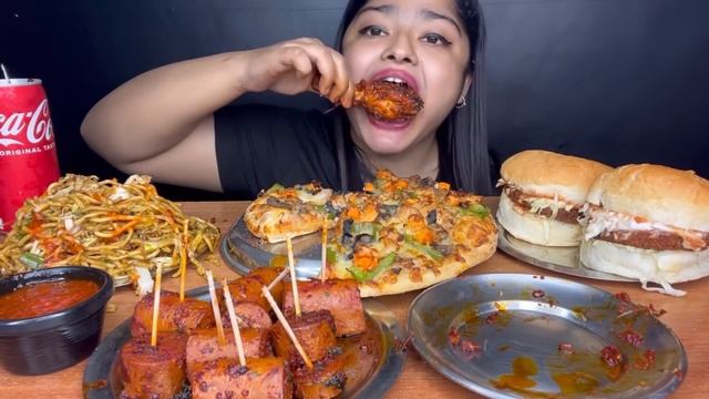 CHICKEN BARBECUE DRUMSTICKS, CHICKEN SUPREME PIZZA, CHICKEN HAKKA NOODLES, BURGERS? CHICKEN SAUSAGE