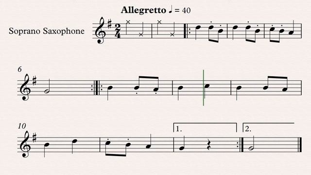 "Чешская народная песня" - видеоминусовка с нотами для саксофона-сопрано, темп 40 смотреть онлайн