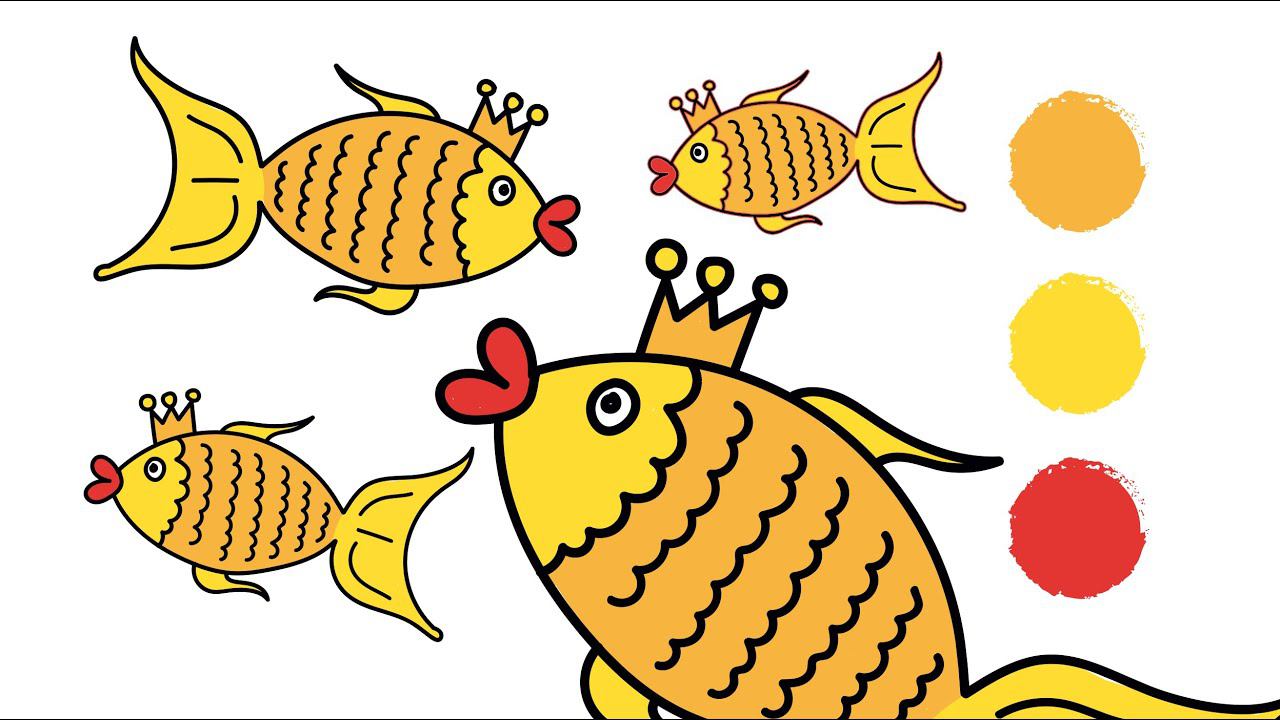 Раскраска ЗОЛОТАЯ РЫБКА / Как нарисовать ЗОЛОТУЮ РЫБКУ / Рисунок рыбка / Краски раскраски / от 3 лет смотреть онлайн