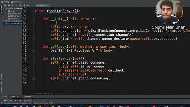 Converting rabbitMq receiver code into Object Oriented with Design pattern python Pika | Part 6