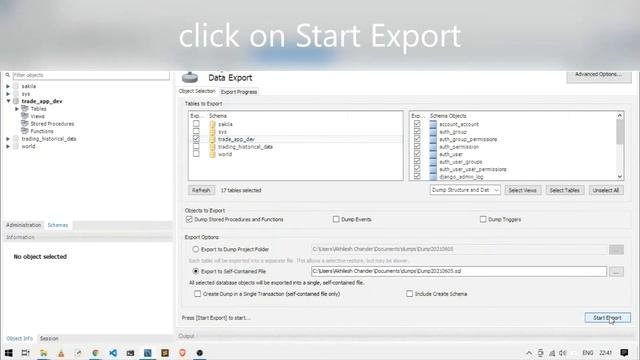 Export MySQL Database Using MySQL Workbench