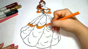 Раскраска для детей|Как раскрасить принцессу диснея Бэль или how to color princess disney belle