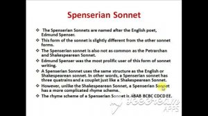 What is a Spenserian Sonnet || Characteristics of a Spenserian Sonnet