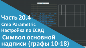 ?PTC Creo. Настройка работы по ЕСКД. Часть 20.4. Основная надпись (символ для граф 10-18).