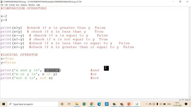 LECTURE 14- Python Operator||Comparison Operator||Logical Operator|| Part-3||Python for beginner