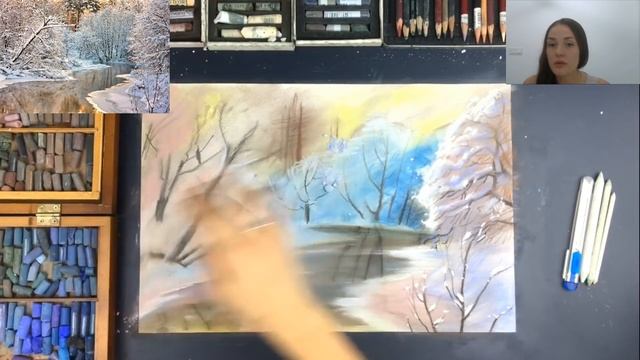 Бесплатный мастер-класс «Заснеженный лес» | Как нарисовать лес в снегу поэтапно смотреть онлайн