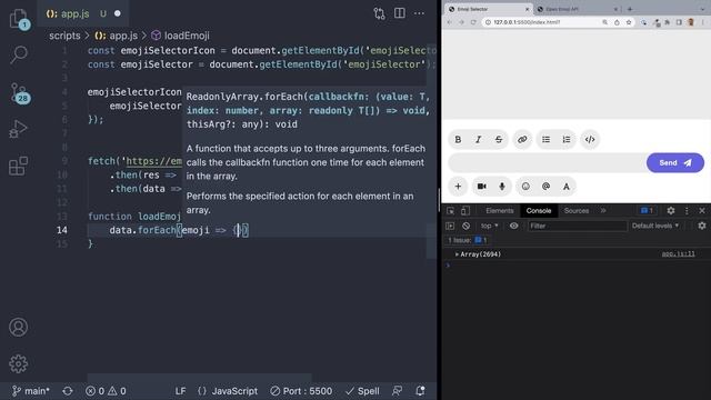 JavaScript Emoji Selector Using Fetch смотреть онлайн