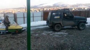 Снегоход рысь возвращается с покатухи))