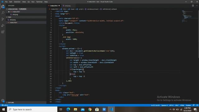 Make DVD animation with html css and javascript