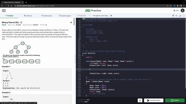 Convert a given Binary Tree to Doubly Linked List