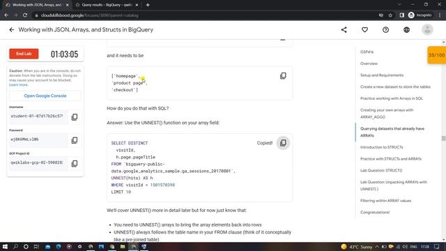 Working with JSON, Arrays, and Structs in BigQuery #CodingBuddies #GoogleCloud #Qwiklabs