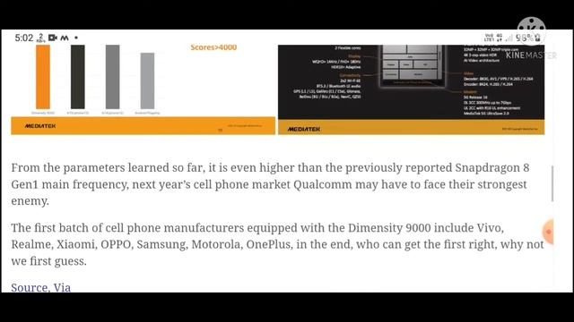 MediaTek Dimensity 9000 Comparable to Apple A15 and Better Than Snapdragon 888 ||
