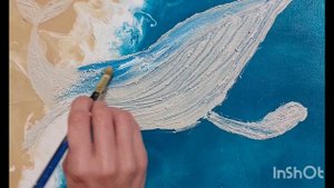 Картина "Сны". Рисуем кита текстурой пастой
