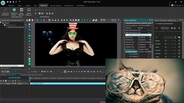 Как добавить маску (украсить лицо) на видео. Бесплатный видеоредактор VSDC Free Video Editor