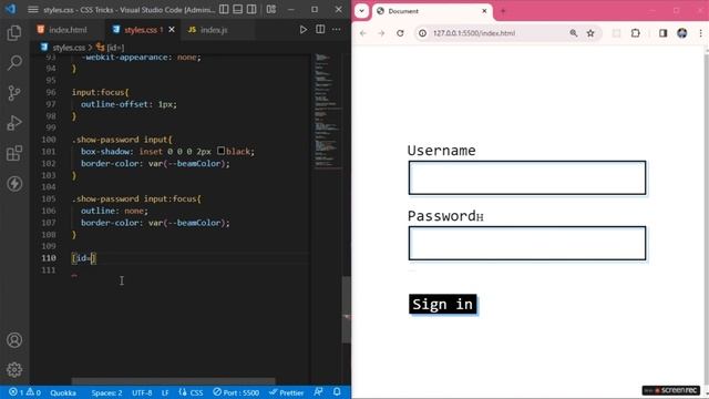 Modern Login Form with Password Reveal Search Light Effect | Codeum