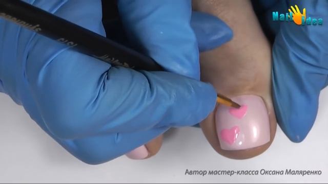 ❤ПЕДИКЮР дизайн с Сердечками❤Роспись ногтей гель-лаками❤ Простой дизайн ногтей на день Св. Валентин