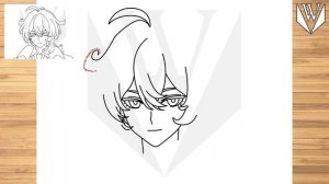 Как рисовать Дилюк Геншин Импакт Шаг за шагом, легко для детей и начинающих. Учебник по рисованию.