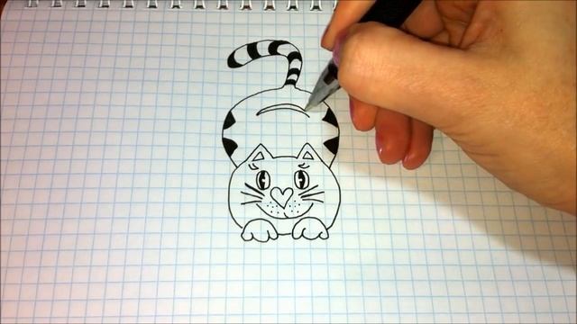 Простые рисунки #461 Как нарисовать КОТА / легко и просто !