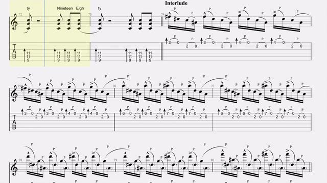 Nineteen Eighty by Joe Satriani, FAITHFULLY TRANSCRIBED with Perfect Playing TAB / Score смотреть онлайн