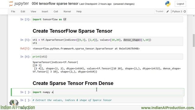 Create Sparse Tensor using TensorFlow 2.0 Python Tutorial | Deep Learning | Machine Learning