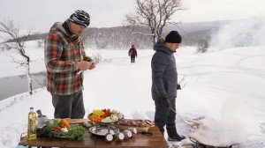 Жаркое из говядины сушеного мяса овощами и грибами на костре