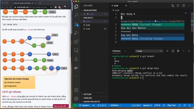 Git 05: Gộp nhánh bằng git merge và git rebase смотреть онлайн