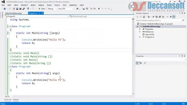 Part 5 - Multiple main methods in C# Tutorial - Visual Studio 2015 смотреть онлайн